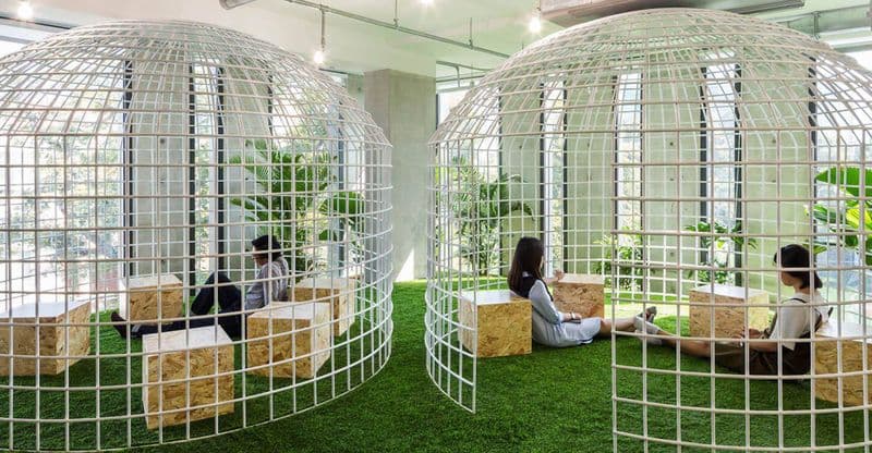 Hybrid One office — open lounge space